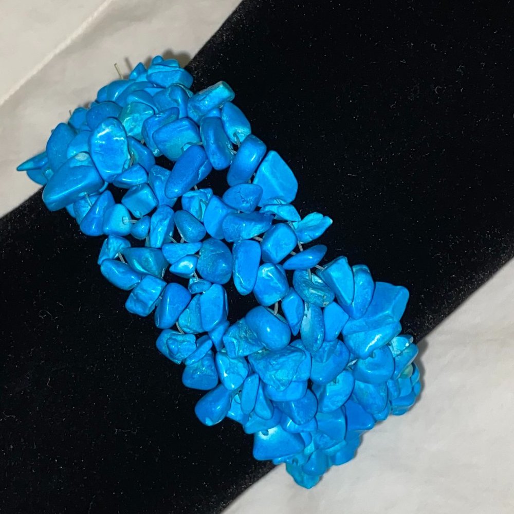 Turquoise Colored Stone SlipOn Statement Bracelet